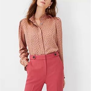 Ann Taylor Heart Ruffle Trim Blouse, New with tags!